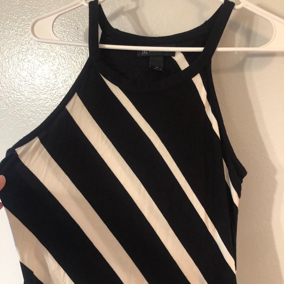 🌞 INC International Concepts Tank Top Black White Stripe Women Size Medium - Picture 2 of 3